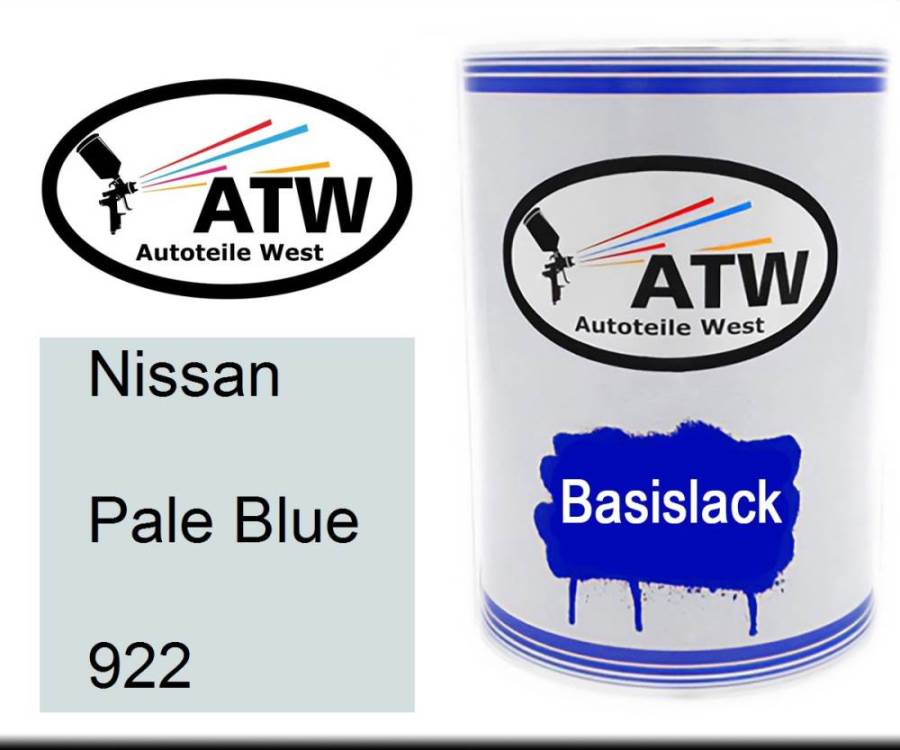 Nissan, Pale Blue, 922: 500ml Lackdose, von ATW Autoteile West.